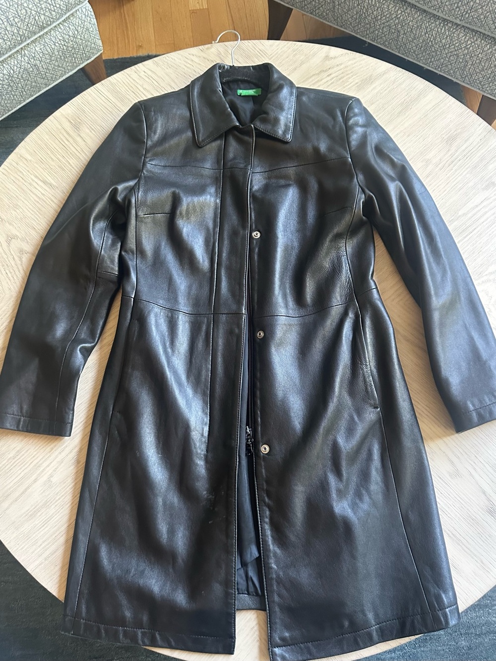 United Colors Of Benetton Black Leather Trench Coat